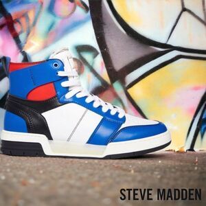 🔥🔥🔥 Steve Madden MALLOW Red - White - Blue High Top